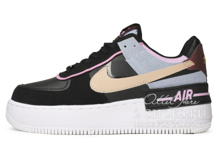 Кроссовки Nike Air Force 1 Shadow Black Light Arctic Pink Claystone Red CU5315-001 черные