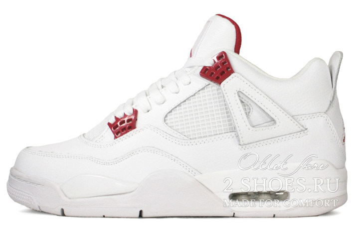 Кроссовки Nike Air Jordan 4 (IV) White Metallic Red CT8527-112 белые, кожаные