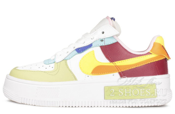 Кроссовки Nike Air Force 1 Fontanka Sunset Pomegranate Saturn Gold DO6719-100 белые, разноцветные, кожаные